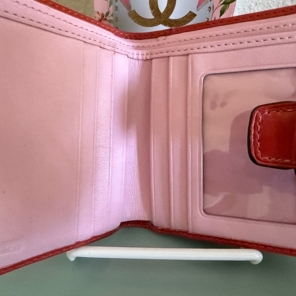 Coach Burnt Orange 🍊 Leather Buckle Wallet with Dust bag - Picture 7 of 9